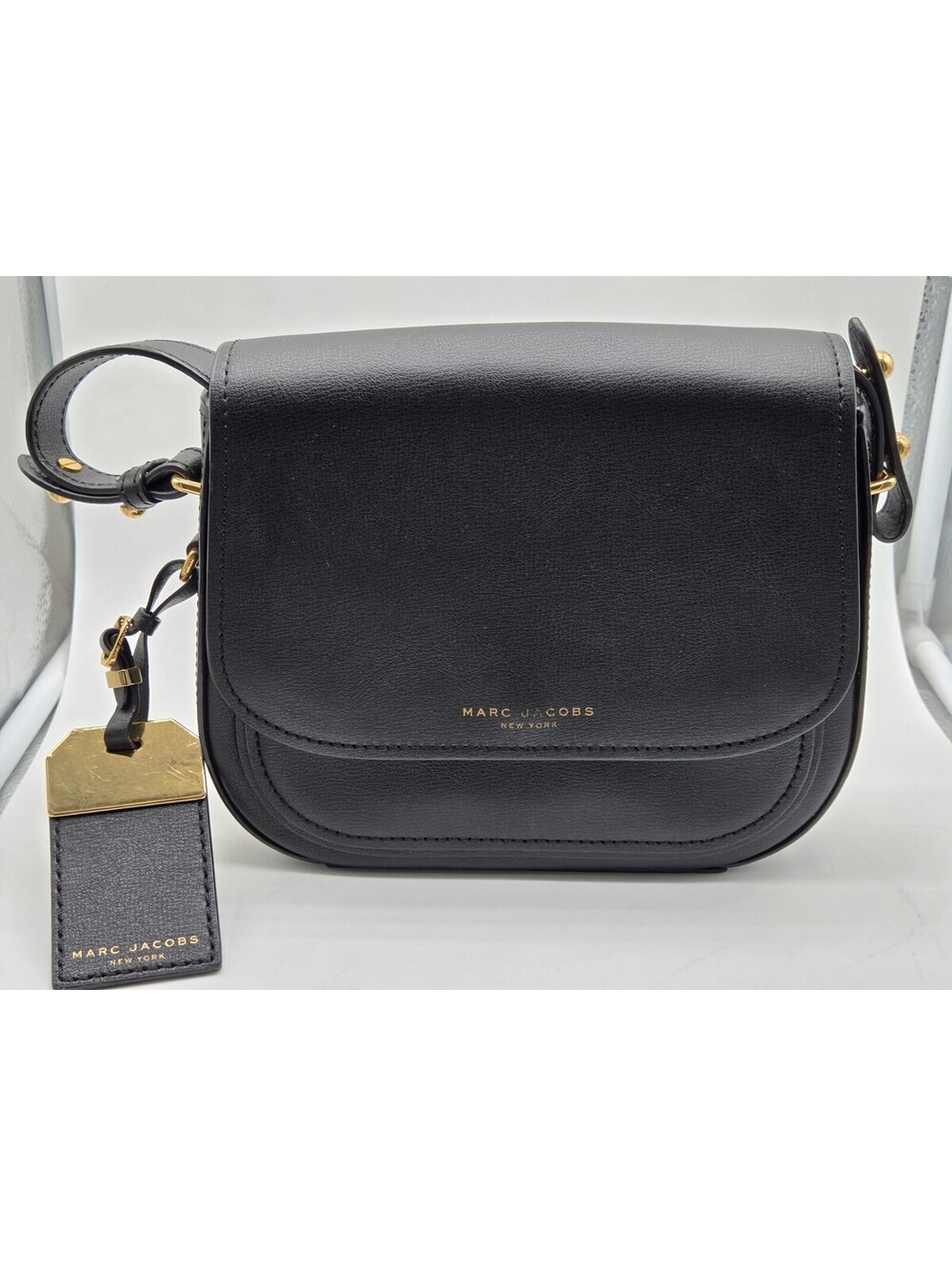 Marc Jacobs Black Leather Crossbody Shoulder Bag Gold Tone Hardware